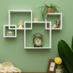 Stylish Interlock Wall Shelf – Modern Black Wooden Storage