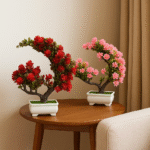 Table Flower Pot with Red & Pink Flowers – Elegant Indoor Decorative Plant