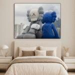 Acrylic Wall Poster – Modern Kaws Art in Grey & Blue - Image 2