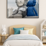 Acrylic Wall Poster – Modern Kaws Art in Grey & Blue