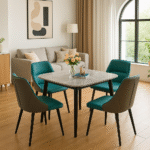 Premium Marble Dining Set with Modern Chairs - Image 3