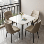 Premium Marble Dining Set with Modern Chairs - Image 2