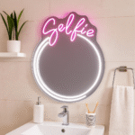 Selfie Round Mirror with LED Neon Light - Image 2