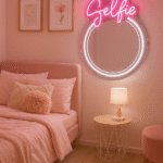 Selfie Round Mirror with LED Neon Light