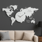 Premium White World Map Wall Clock – Modern Decorative Timepiece - Image 2