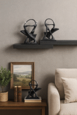 Dancing Couple Decor – Elegant Black & Silver Figurine - Image 2