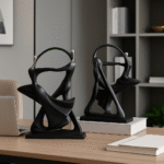 Dancing Couple Decor – Elegant Black & Silver Figurine