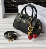 Luxury Mini Barrel Handbag with Cherry Charm - Image 3