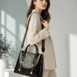 Luxe Noir Structured Women’s Handbag with Adjustable Strap