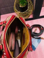 Cherry Print Duo Satchel Bag Set - Image 2
