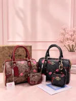 Cherry Print Duo Satchel Bag Set - Image 3