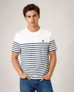 Men’s 100% Pure Cotton Striped Round Neck T-Shirt - Image 2