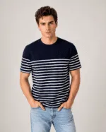 Men’s 100% Pure Cotton Striped Round Neck T-Shirt - Image 4