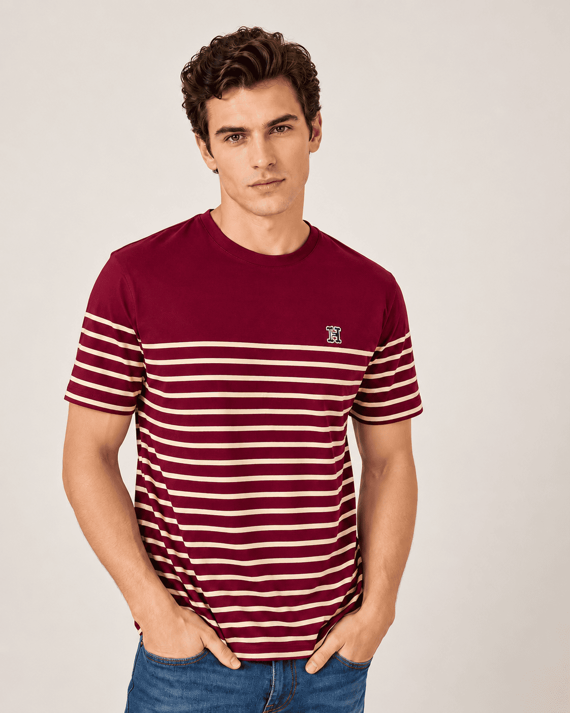 ChatGPT Image Jul 1, 2026 at 08_05_42 PM Men’s 100% Pure Cotton Striped Round Neck T-Shirt - Image 1