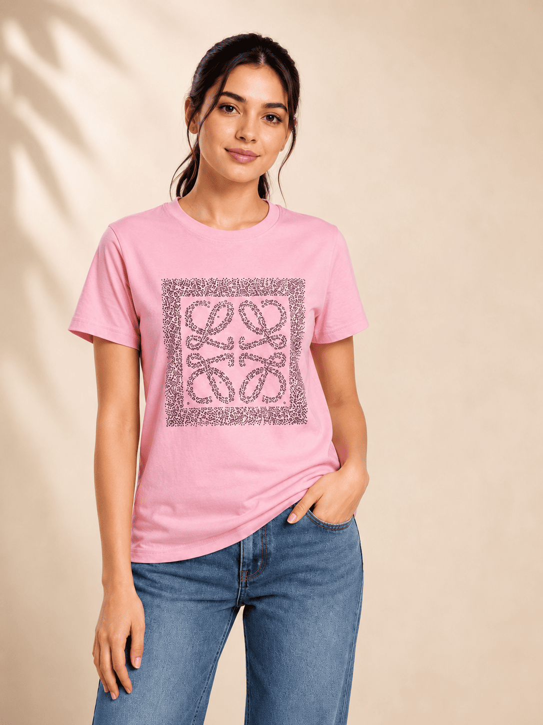 ChatGPT Image Jul 1, 2026 at 08_25_51 PM Blush Pink Dotted Motif T-Shirt - Image 1