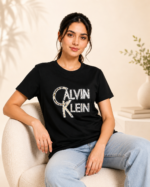 Women’s Black Calvin Klein Graphic Logo T-Shirt - Image 3